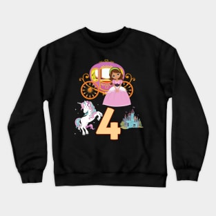 4th birthday  Princess Castle Unicorn Carriage Crewneck Sweatshirt